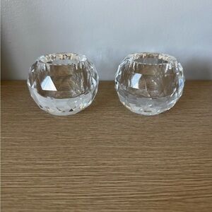 Oleg Cassini Clear Faceted Crystal Votive Holders (Pair)
